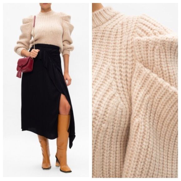 Ulla Johnson Daphne Alpaca Blend Puff Sleeve Sweater Ivory Cream Knit Small - Picture 1 of 8